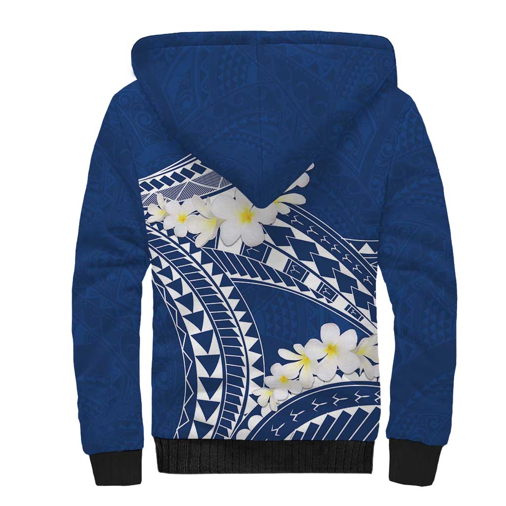 Polynesian Vintage Floral Sherpa Hoodie Navy Blue Motifs LT7 - Polynesian Pride