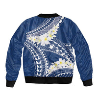 Polynesian Vintage Floral Sleeve Zip Bomber Jacket Navy Blue Motifs - Polynesian Pride