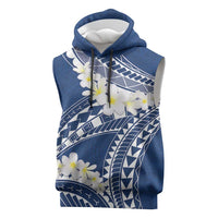 Polynesian Vintage Floral Sleeveless Hoodie Navy Blue Motifs LT7 Navy Blue - Polynesian Pride