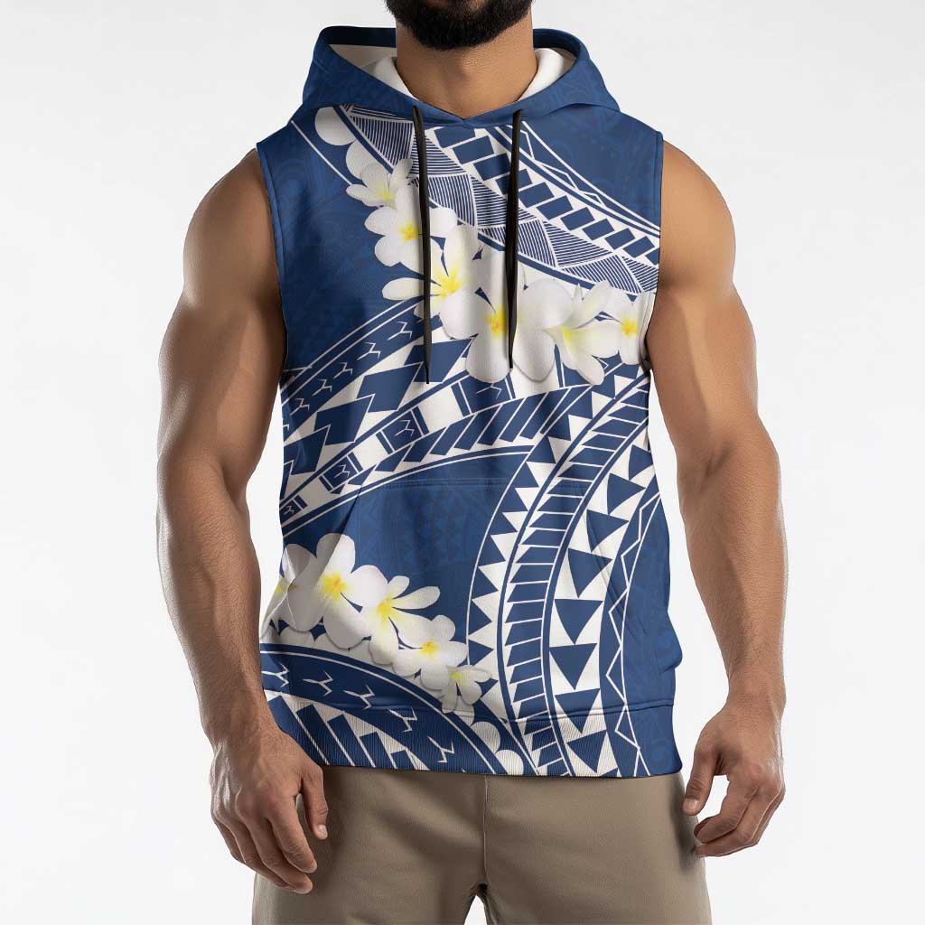 Polynesian Vintage Floral Sleeveless Hoodie Navy Blue Motifs LT7 - Polynesian Pride