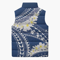 Polynesian Vintage Floral Sleeveless Puffer Jacket Navy Blue Motifs LT7 - Polynesian Pride