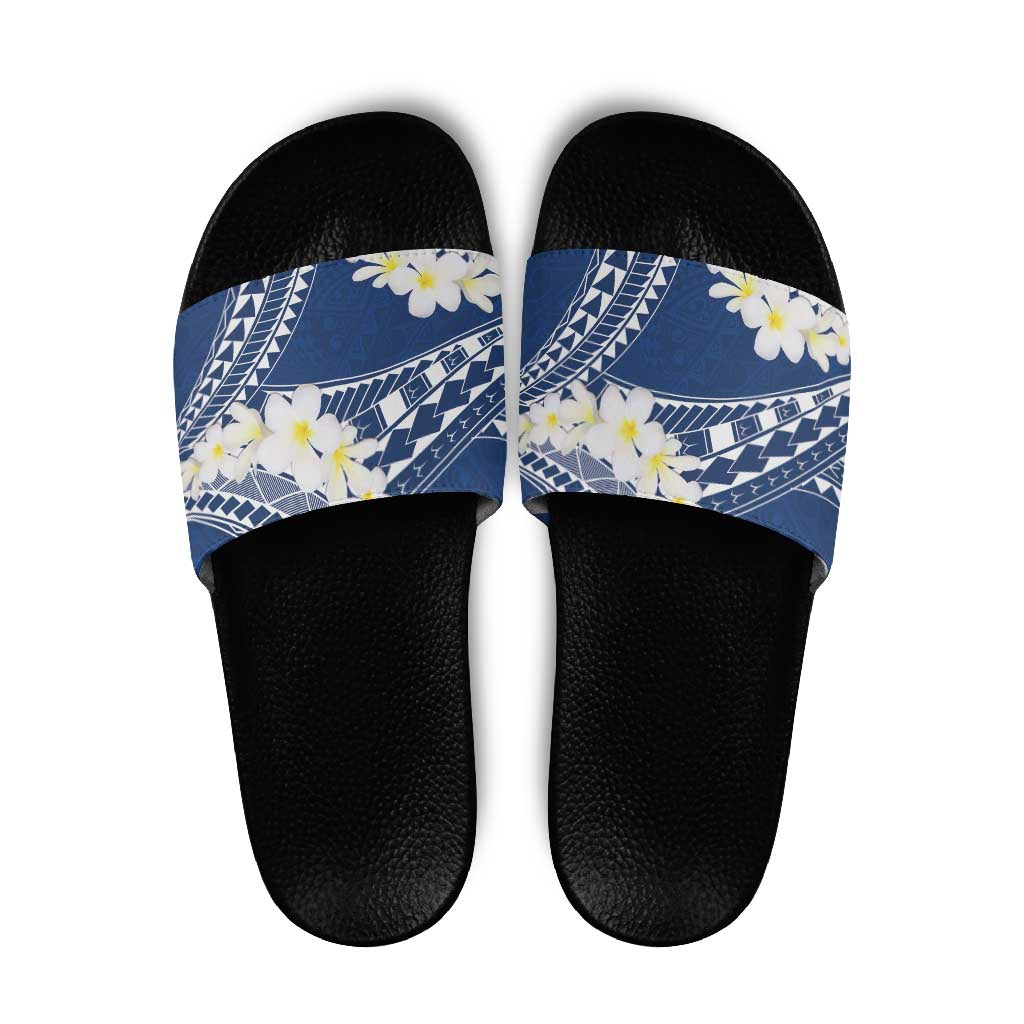 Polynesian Vintage Floral Slide Sandals Navy Blue Motifs - Polynesian Pride