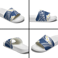 Polynesian Vintage Floral Slide Sandals Navy Blue Motifs - Polynesian Pride