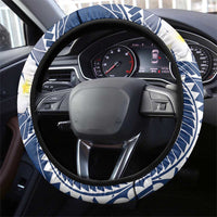 Polynesian Vintage Floral Steering Wheel Cover Navy Blue Motifs LT7 - Polynesian Pride