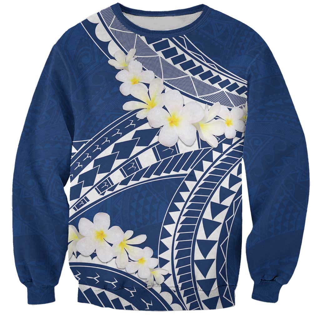 Polynesian Vintage Floral Sweatshirt Navy Blue Motifs LT7 Unisex Navy Blue - Polynesian Pride