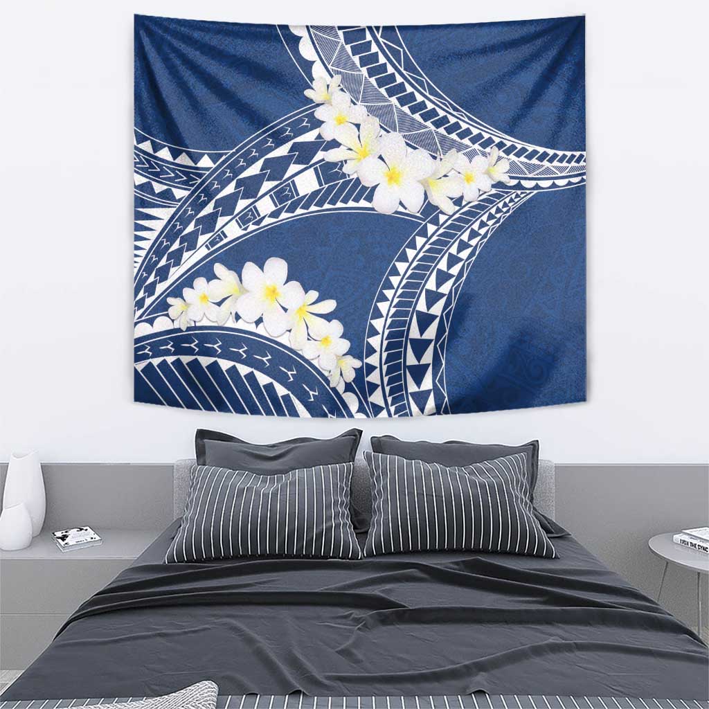 Polynesian Vintage Floral Tapestry Navy Blue Motifs - Polynesian Pride