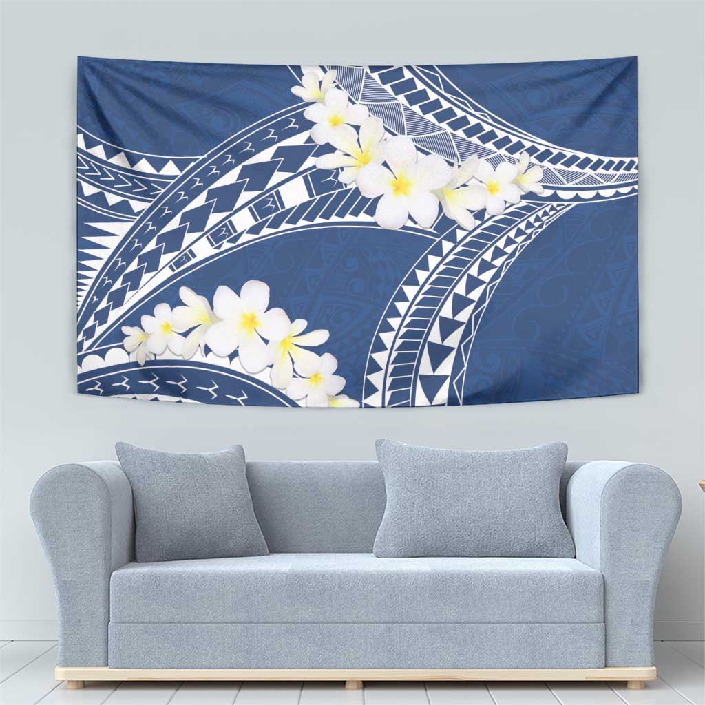 Polynesian Vintage Floral Tapestry Navy Blue Motifs - Polynesian Pride