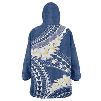 Polynesian Vintage Floral Wearable Blanket Hoodie Navy Blue Motifs LT7 - Polynesian Pride