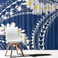 Polynesian Vintage Floral Window Curtain Navy Blue Motifs - Polynesian Pride
