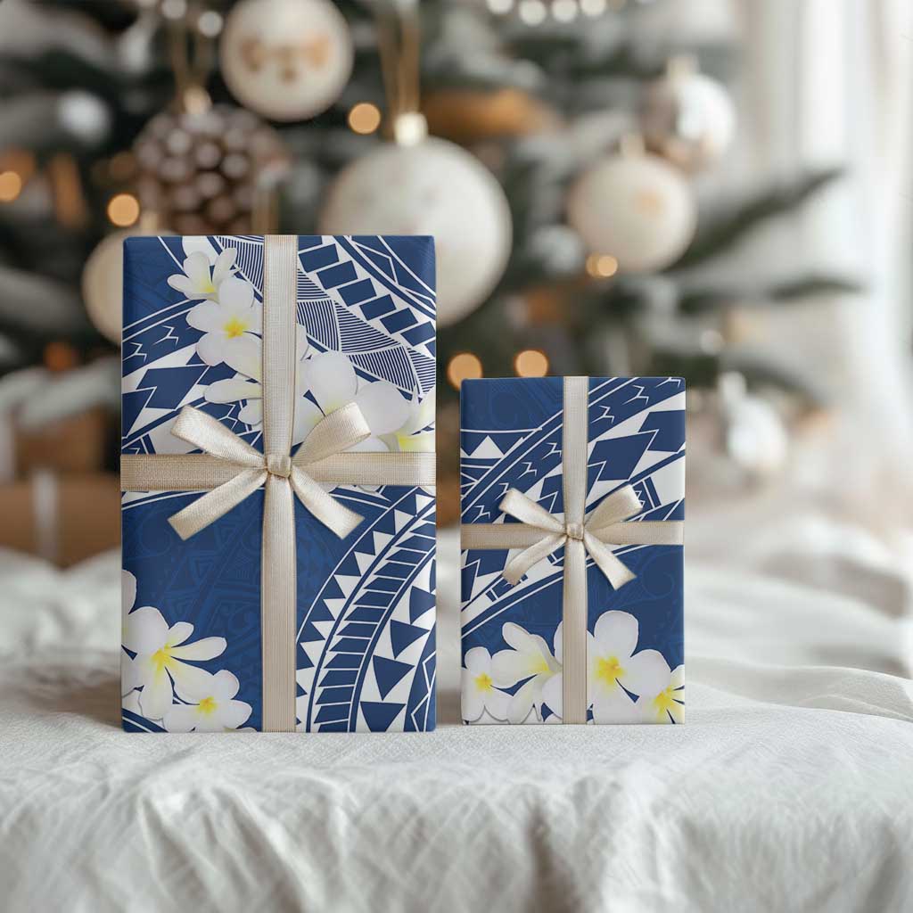 Polynesian Vintage Floral Wrapping Paper Navy Blue Motifs LT7 - Polynesian Pride
