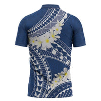 Polynesian Vintage Floral Zipper Polo Shirt Navy Blue Motifs LT7 - Polynesian Pride