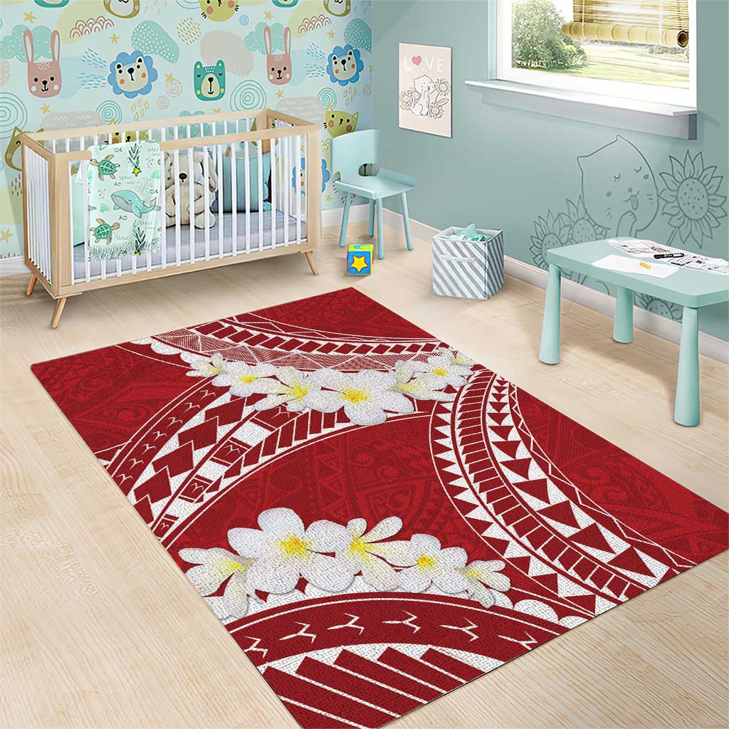 Polynesian Vintage Floral Area Rug Scarlet Motifs - Polynesian Pride