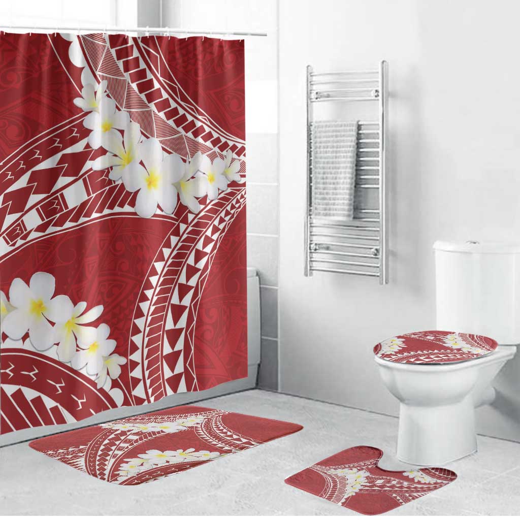 Polynesian Vintage Floral Bathroom Set Scarlet Motifs - Polynesian Pride