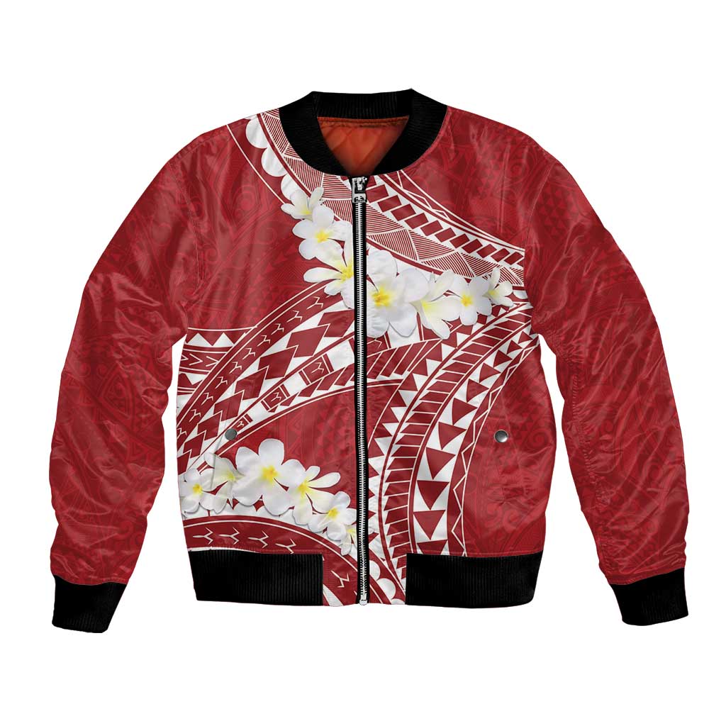 Polynesian Vintage Floral Bomber Jacket Scarlet Motifs - Polynesian Pride