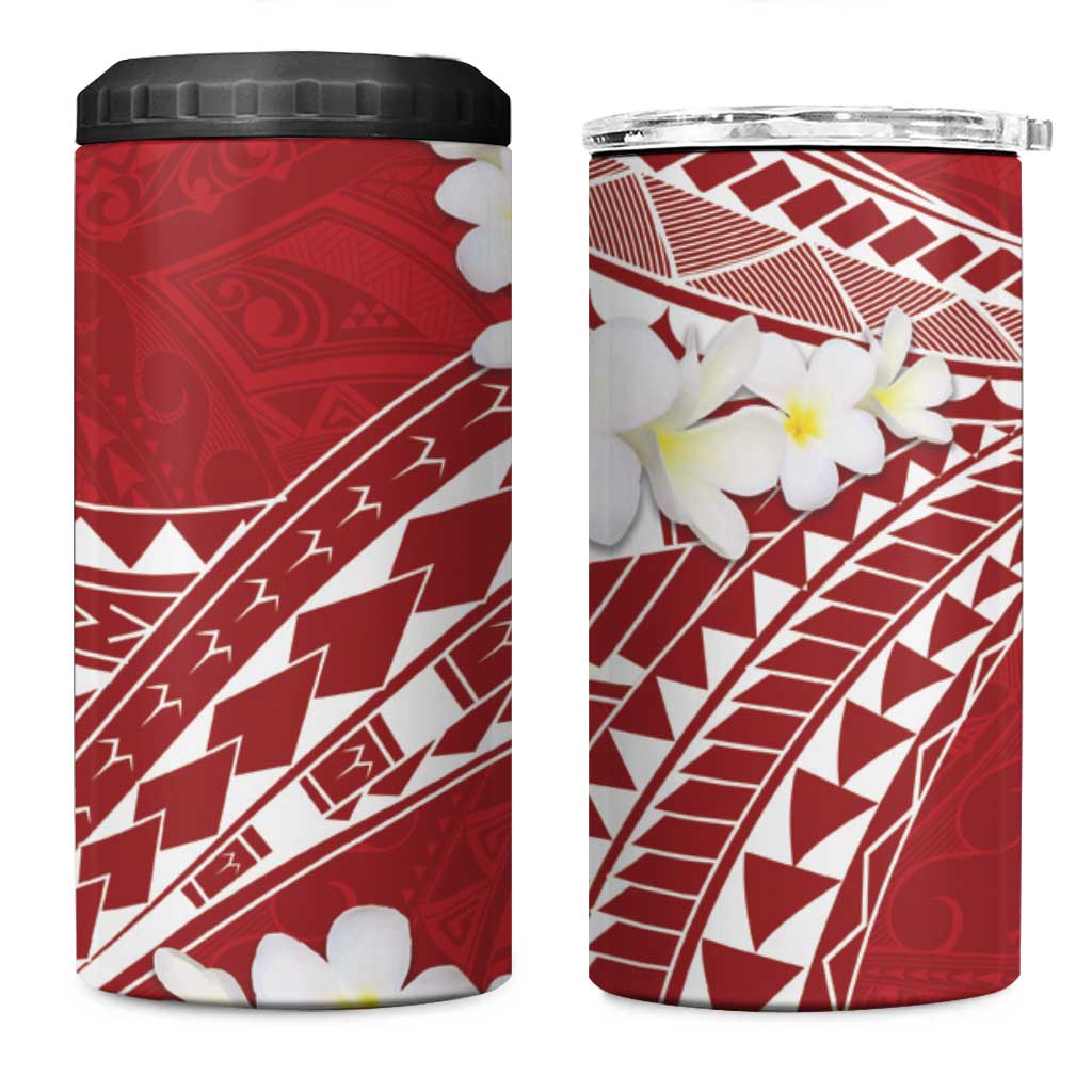 Polynesian Vintage Floral 4 in 1 Can Cooler Tumbler Scarlet Motifs LT7 One Size: 16 oz Scarlet - Polynesian Pride