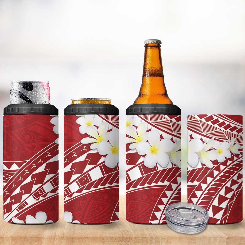 Polynesian Vintage Floral 4 in 1 Can Cooler Tumbler Scarlet Motifs LT7 - Polynesian Pride