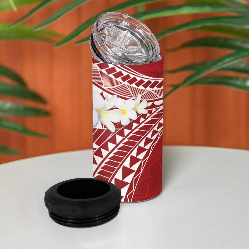 Polynesian Vintage Floral 4 in 1 Can Cooler Tumbler Scarlet Motifs LT7 - Polynesian Pride