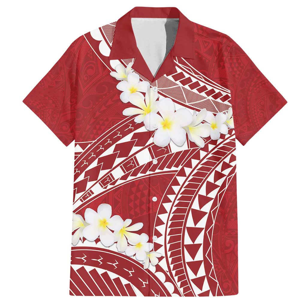 Polynesian Vintage Floral Family Matching Long Sleeve Bodycon Dress and Hawaiian Shirt Scarlet Motifs - Polynesian Pride