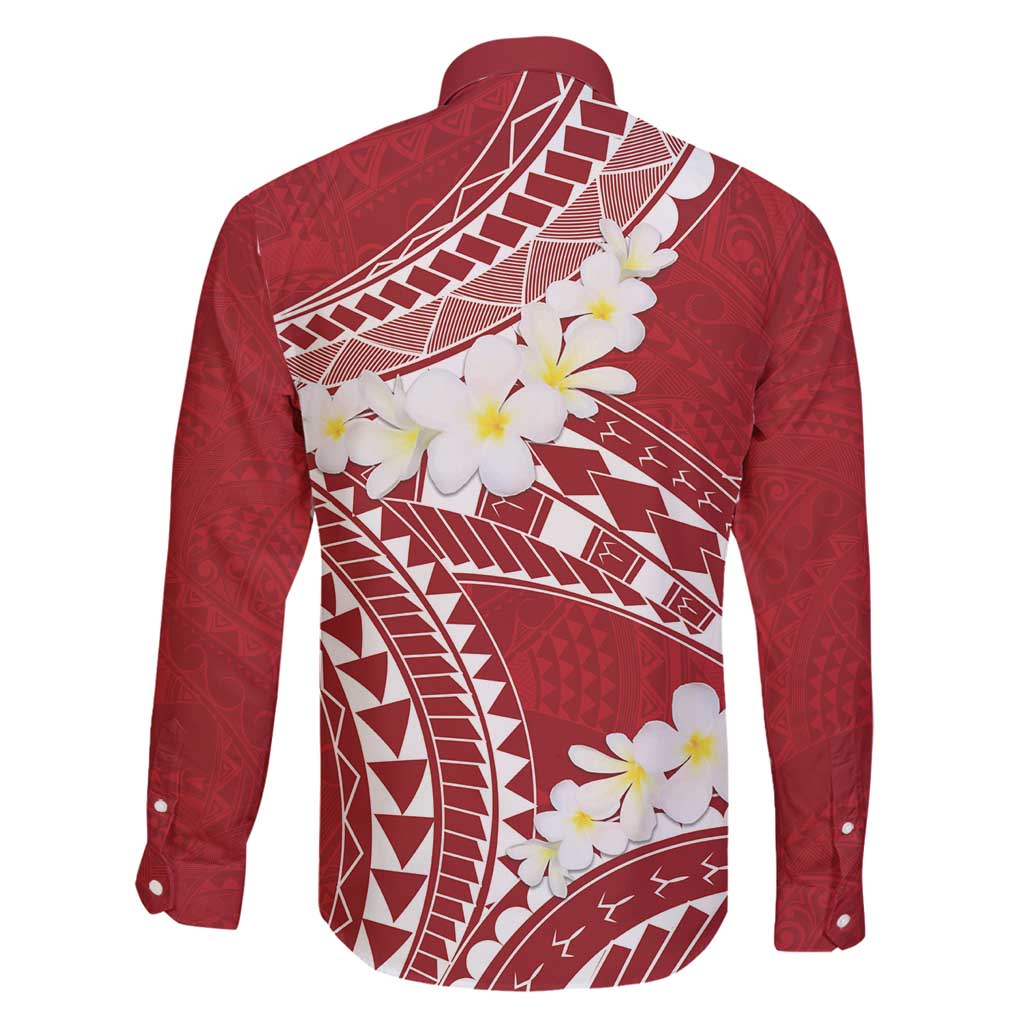 Polynesian Vintage Floral Family Matching Long Sleeve Bodycon Dress and Hawaiian Shirt Scarlet Motifs - Polynesian Pride