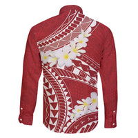 Polynesian Vintage Floral Family Matching Off The Shoulder Long Sleeve Dress and Hawaiian Shirt Scarlet Motifs - Polynesian Pride