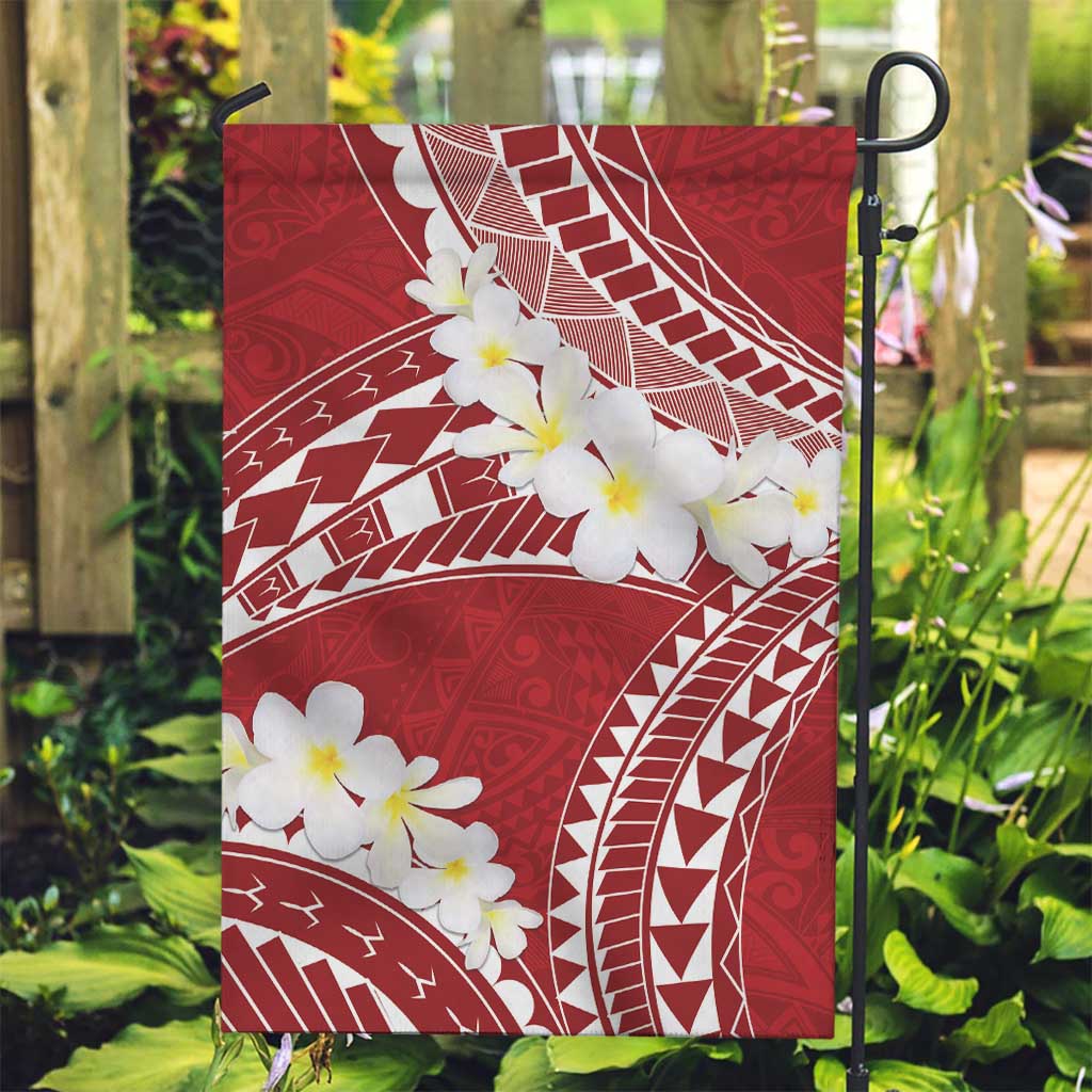 Polynesian Vintage Floral Garden Flag Scarlet Motifs - Polynesian Pride