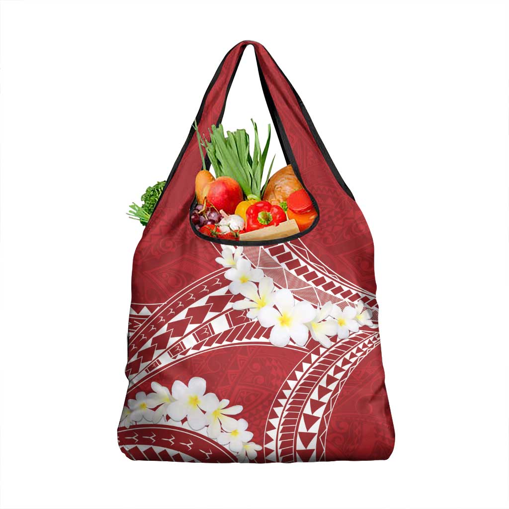 Polynesian Vintage Floral Grocery Bag Scarlet Motifs LT7 1-pack One Size Scarlet - Polynesian Pride