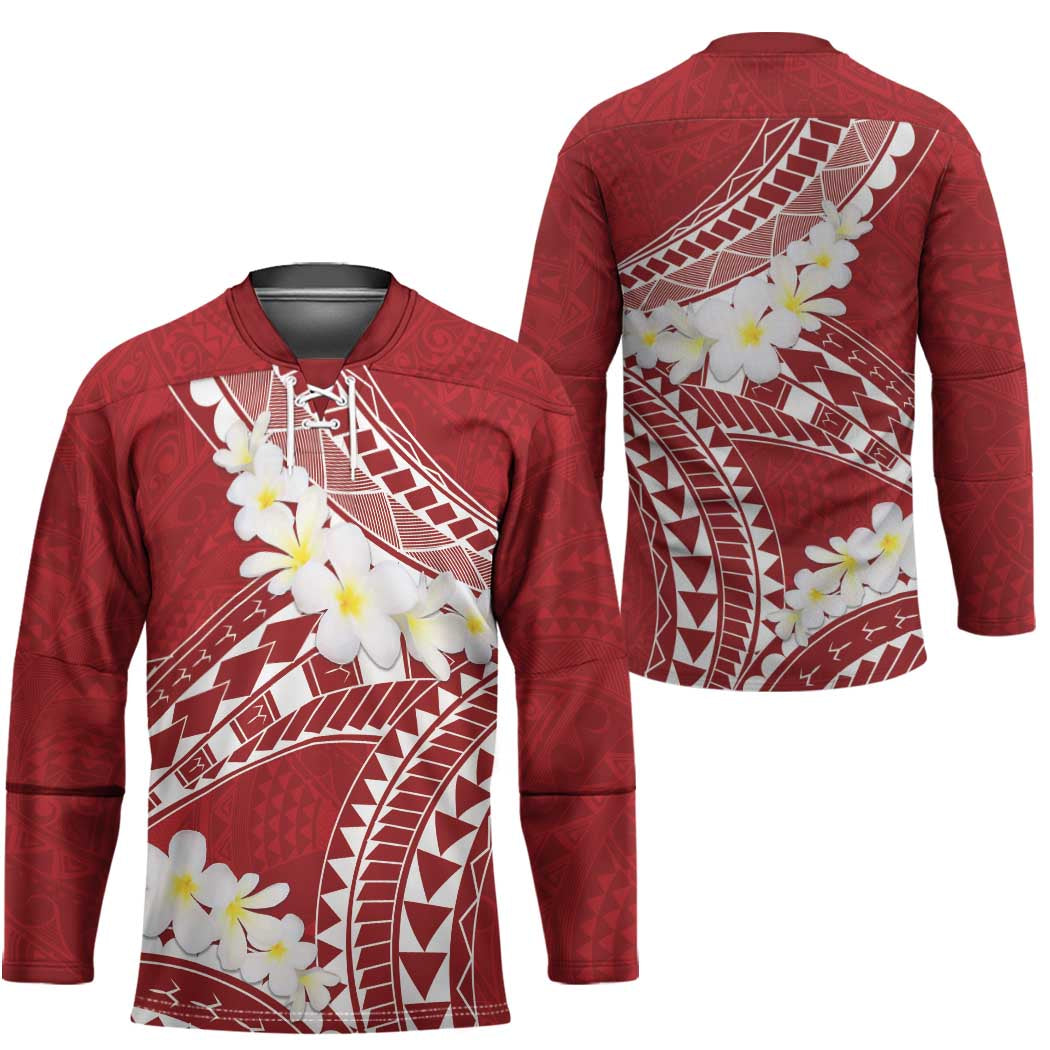 Polynesian Vintage Floral Hockey Jersey Scarlet Motifs LT7 - Polynesian Pride