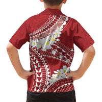 Polynesian Vintage Floral Kid Hawaiian Shirt Scarlet Motifs - Polynesian Pride