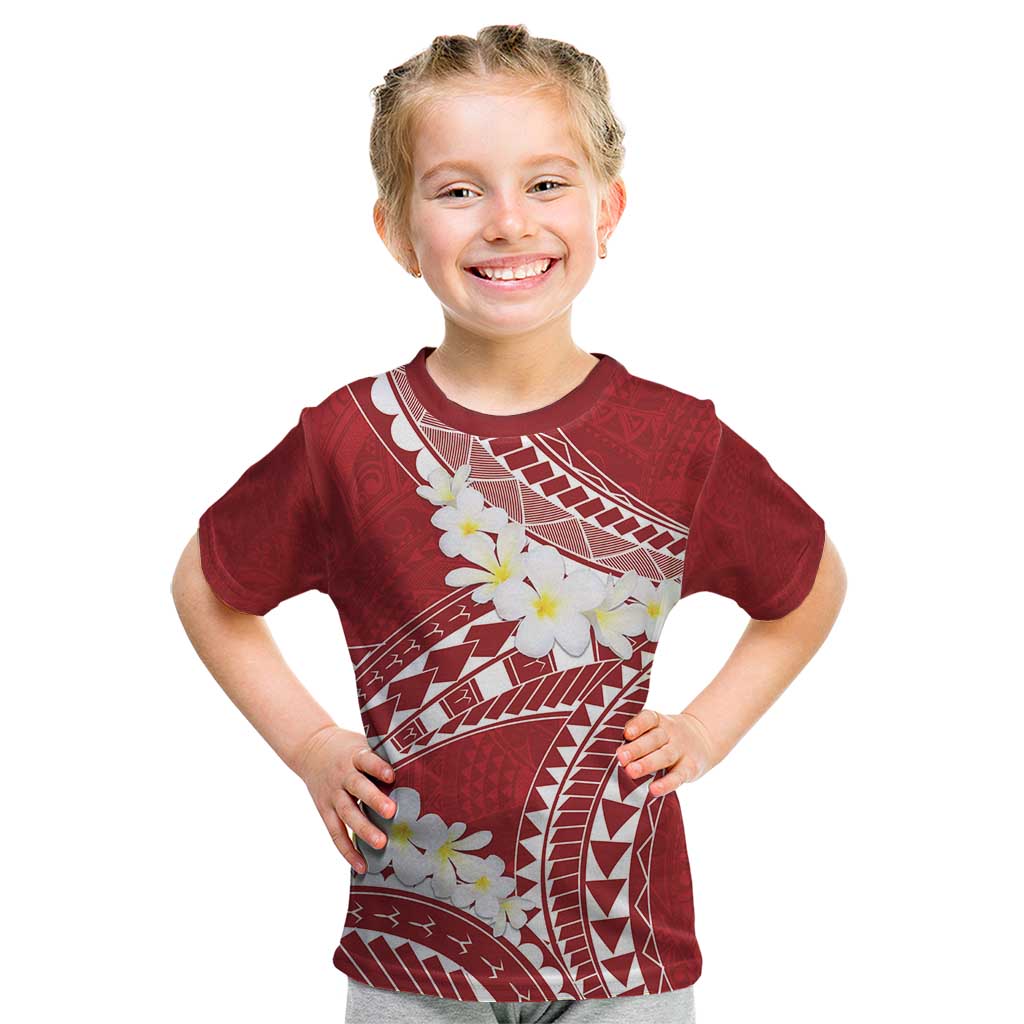 Polynesian Vintage Floral Kid T Shirt Scarlet Motifs - Polynesian Pride