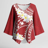 Polynesian Vintage Floral Kimono Sleeve Blouse Scarlet Motifs LT7 Female Scarlet - Polynesian Pride
