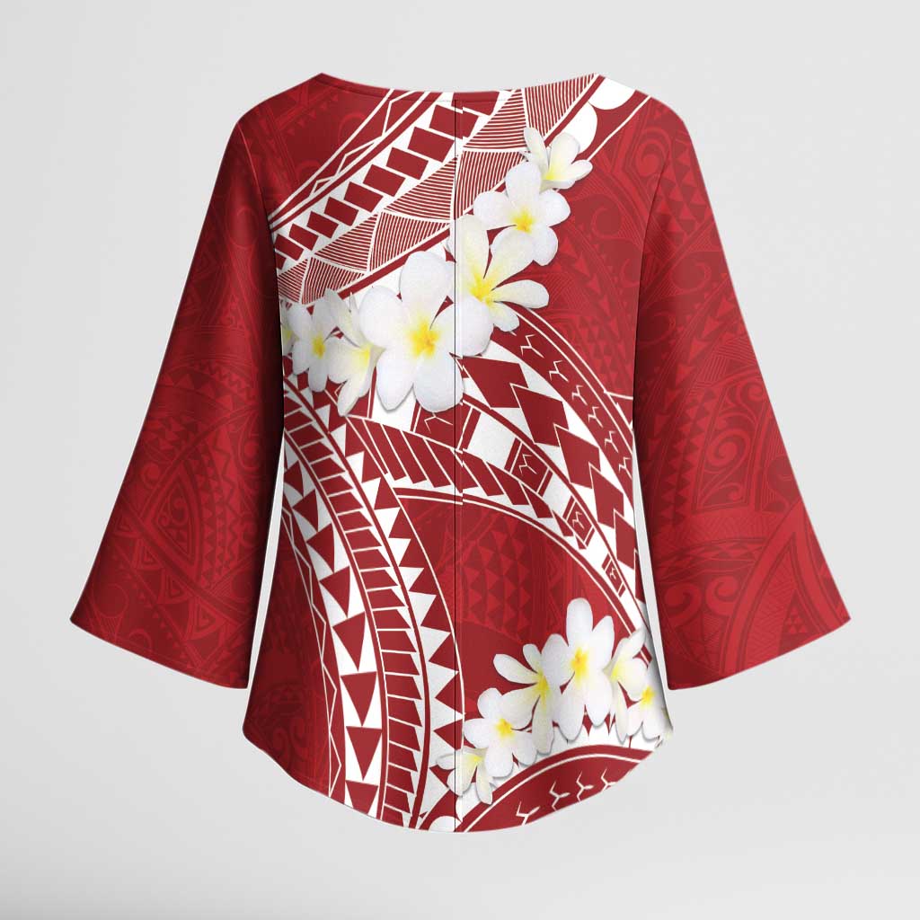 Polynesian Vintage Floral Kimono Sleeve Blouse Scarlet Motifs LT7 - Polynesian Pride