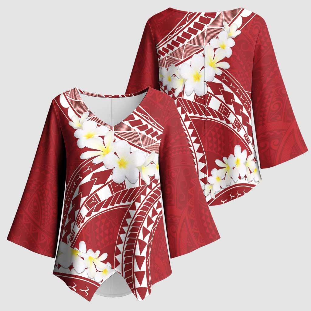 Polynesian Vintage Floral Kimono Sleeve Blouse Scarlet Motifs LT7 - Polynesian Pride