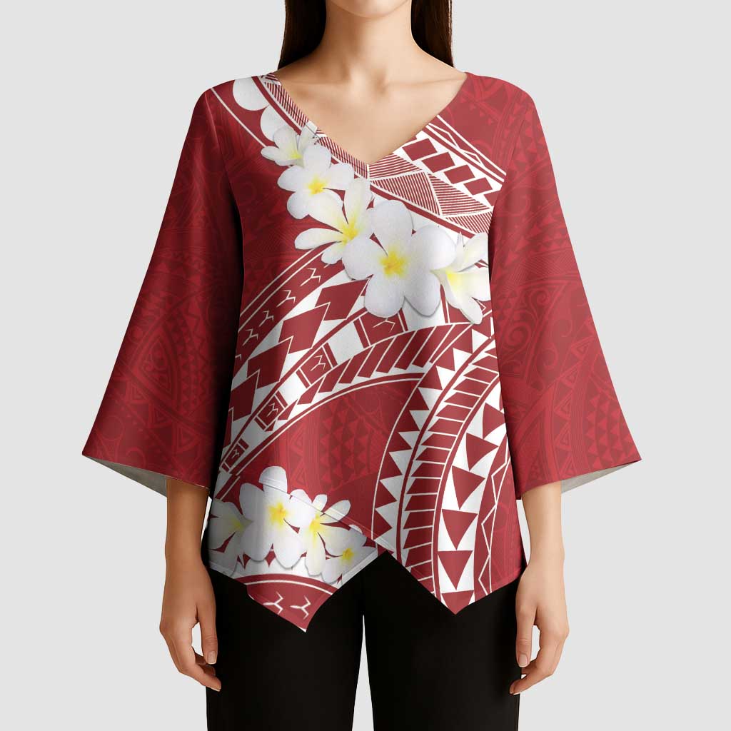 Polynesian Vintage Floral Kimono Sleeve Blouse Scarlet Motifs LT7 - Polynesian Pride