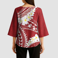 Polynesian Vintage Floral Kimono Sleeve Blouse Scarlet Motifs LT7 - Polynesian Pride