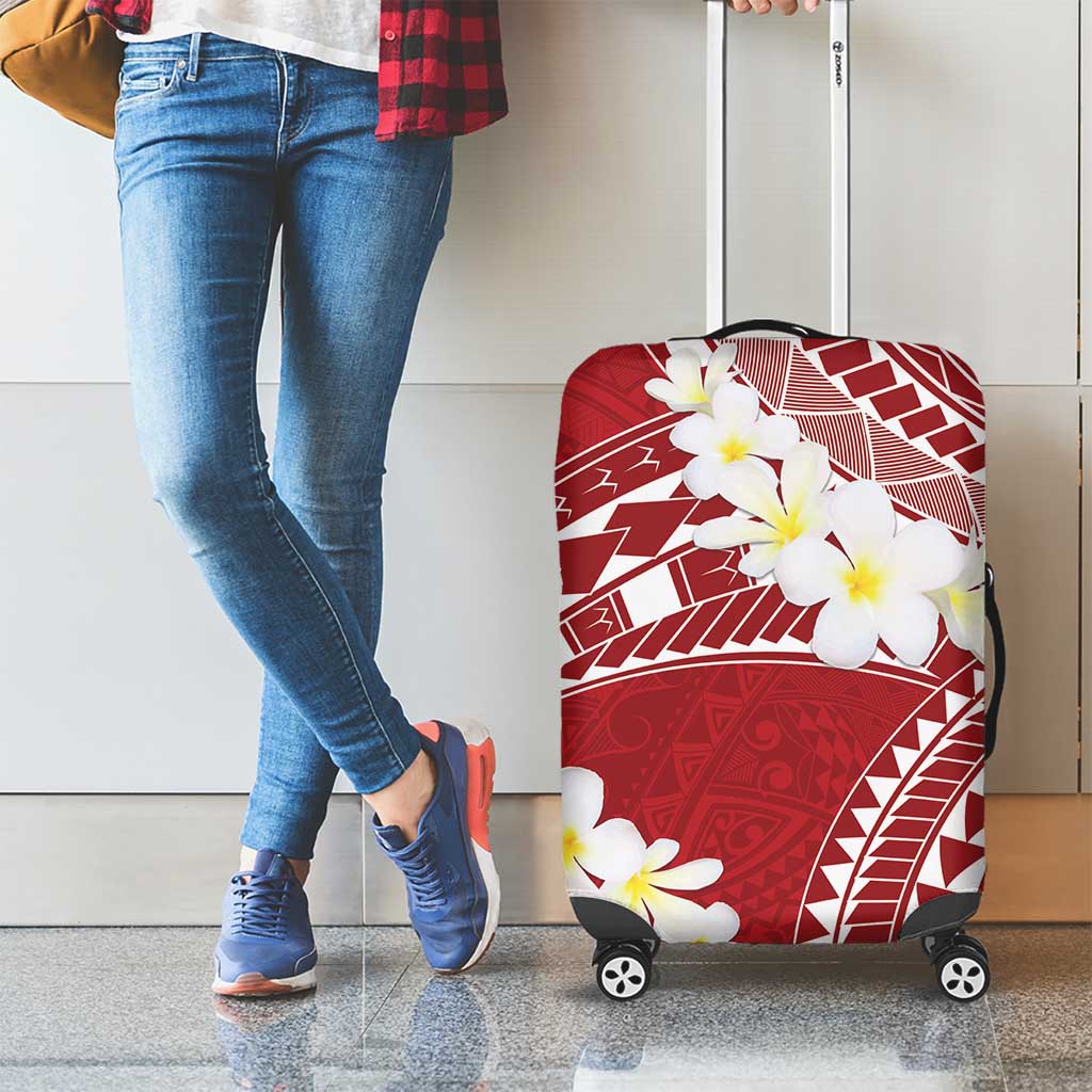 Polynesian Vintage Floral Luggage Cover Scarlet Motifs - Polynesian Pride