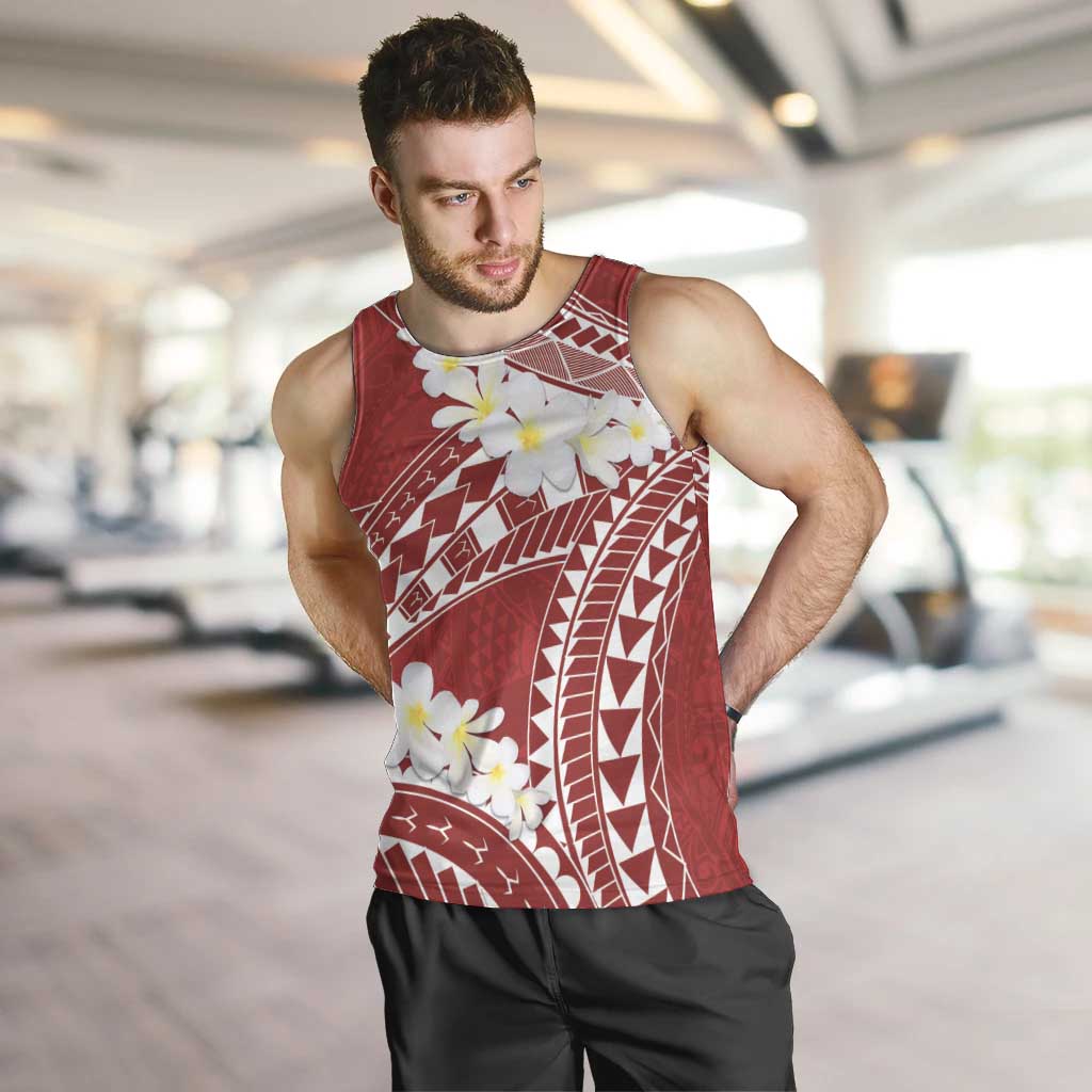 Polynesian Vintage Floral Men Tank Top Scarlet Motifs LT7 Scarlet - Polynesian Pride