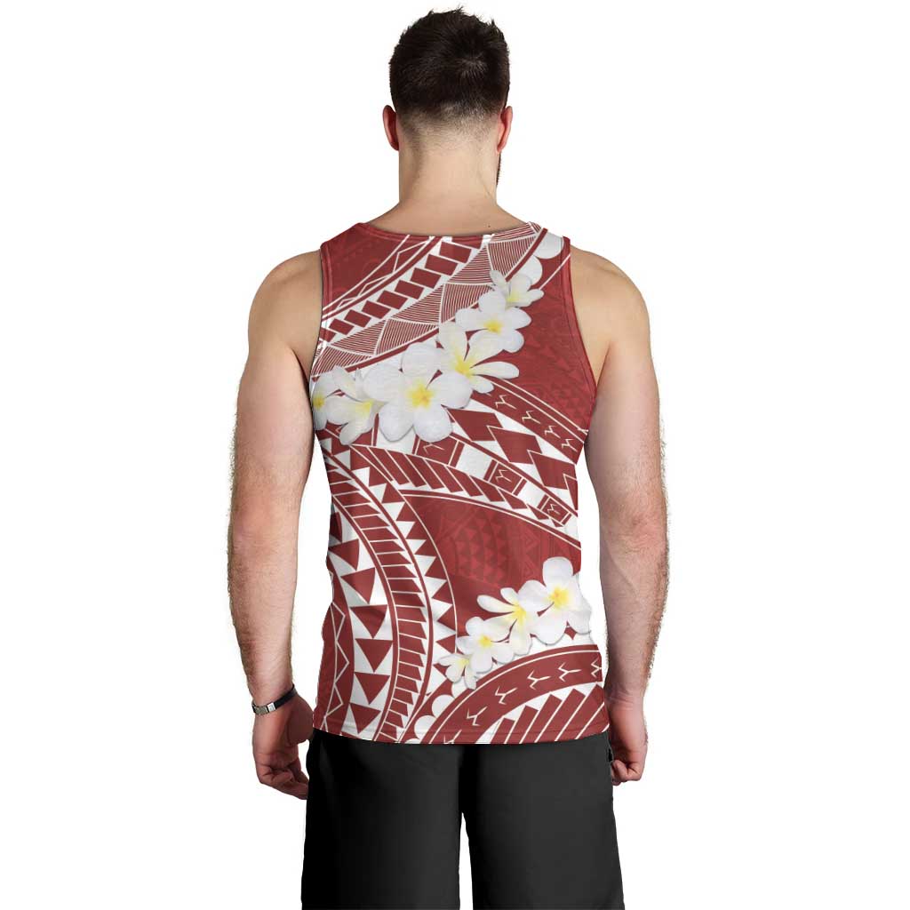Polynesian Vintage Floral Men Tank Top Scarlet Motifs LT7 - Polynesian Pride