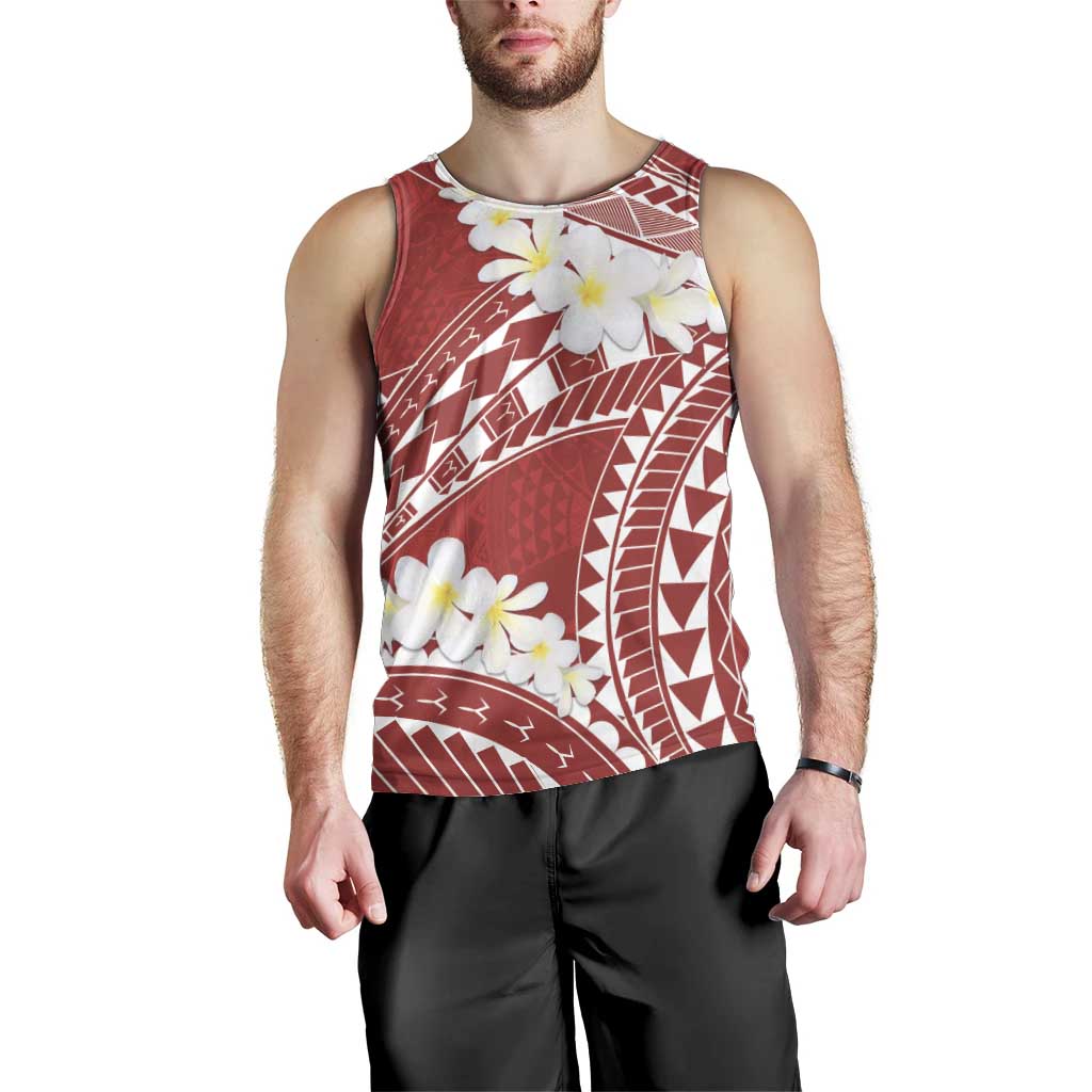 Polynesian Vintage Floral Men Tank Top Scarlet Motifs LT7 - Polynesian Pride