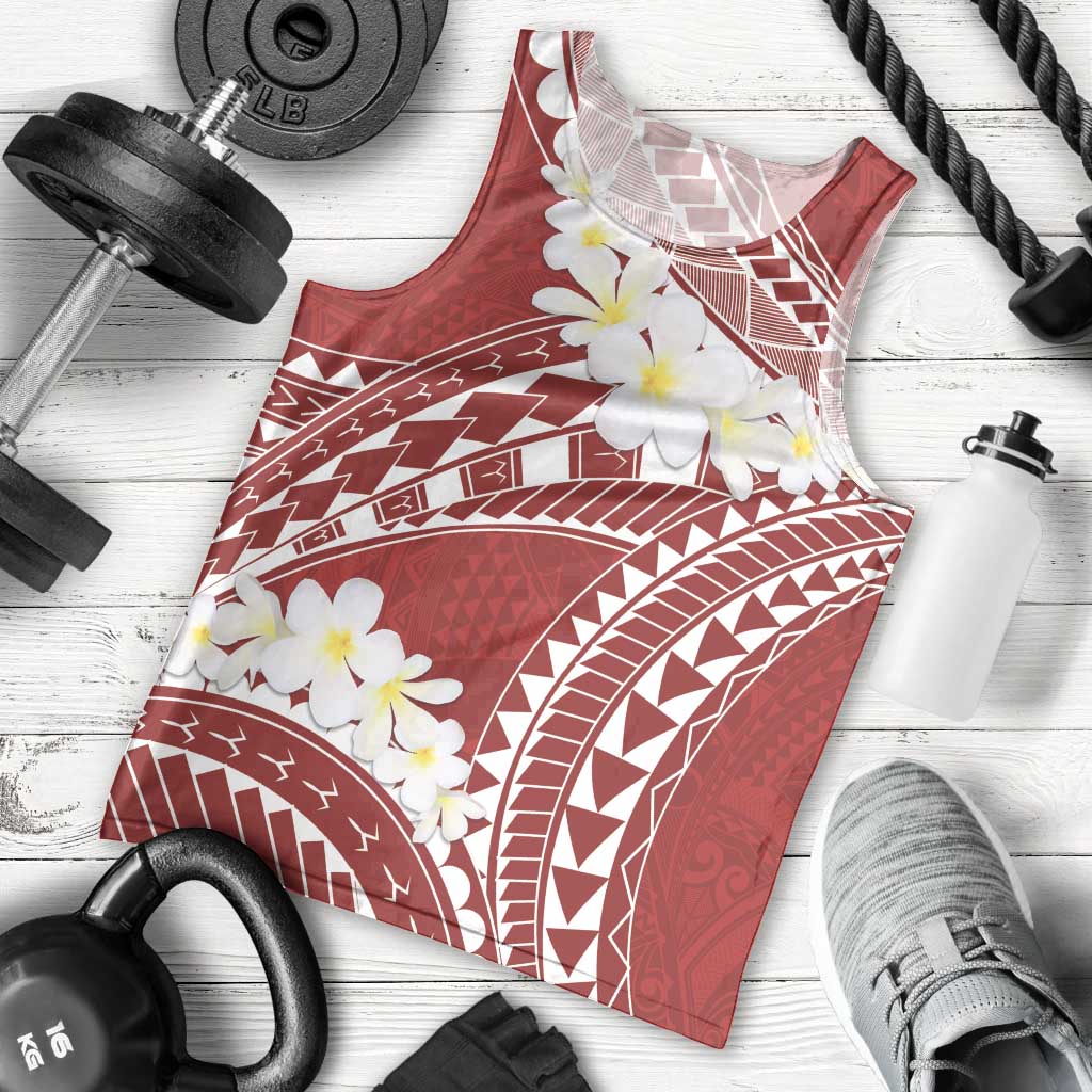 Polynesian Vintage Floral Men Tank Top Scarlet Motifs LT7 - Polynesian Pride