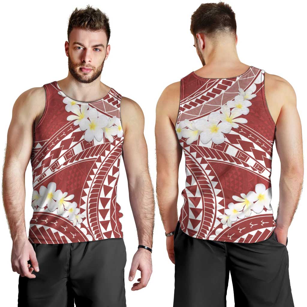Polynesian Vintage Floral Men Tank Top Scarlet Motifs LT7 - Polynesian Pride