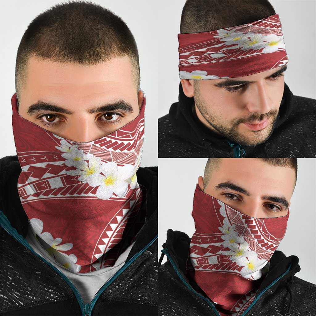 Polynesian Vintage Floral Neck Gaiter Scarlet Motifs - Polynesian Pride