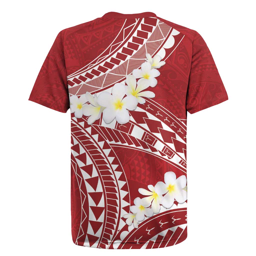 Polynesian Vintage Floral Rugby Jersey Scarlet Motifs LT7 - Polynesian Pride