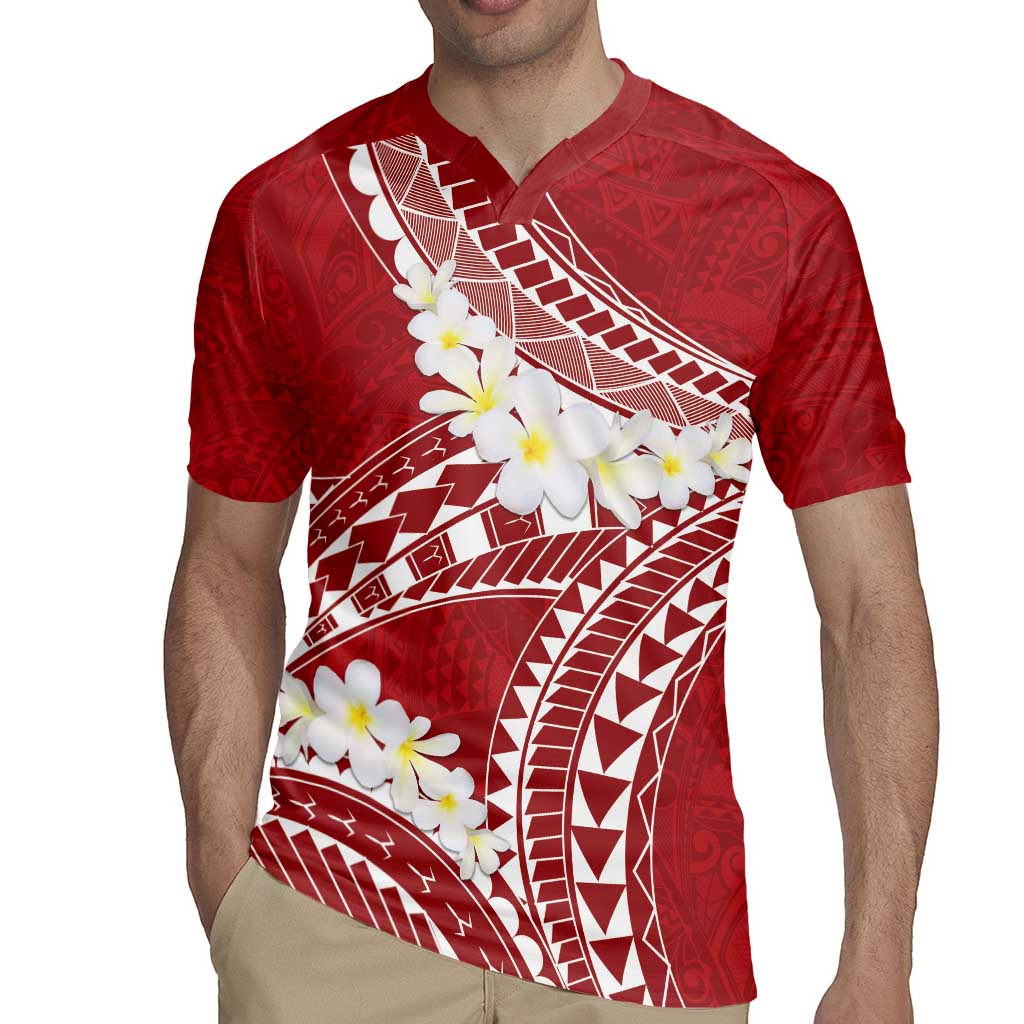 Polynesian Vintage Floral Rugby Jersey Scarlet Motifs LT7 - Polynesian Pride
