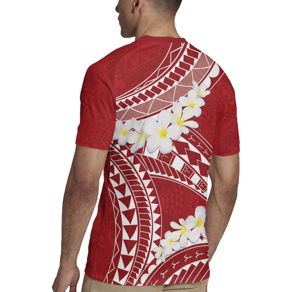 Polynesian Vintage Floral Rugby Jersey Scarlet Motifs LT7 - Polynesian Pride