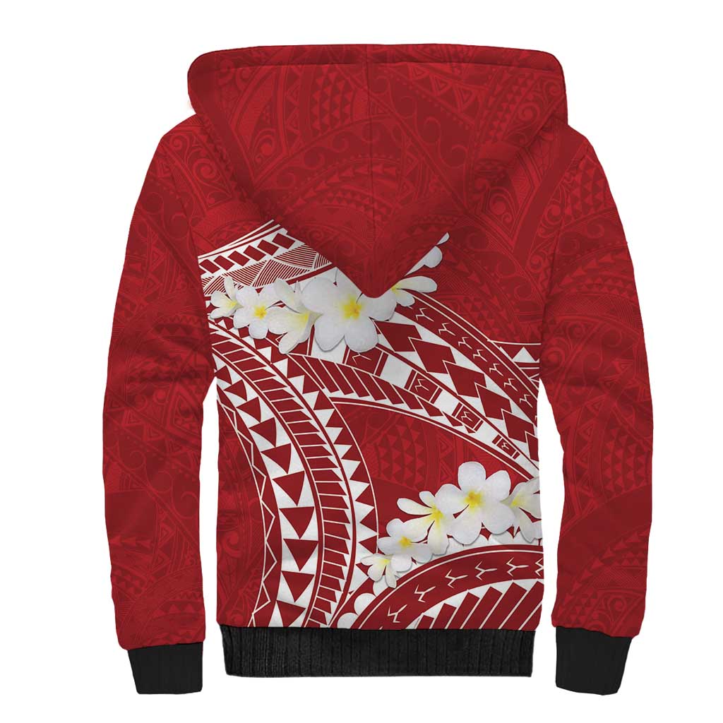 Polynesian Vintage Floral Sherpa Hoodie Scarlet Motifs LT7 - Polynesian Pride