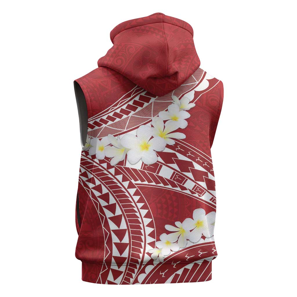 Polynesian Vintage Floral Sleeveless Hoodie Scarlet Motifs LT7 - Polynesian Pride