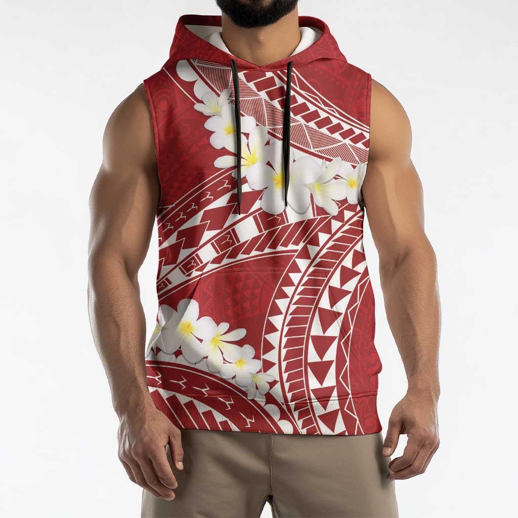 Polynesian Vintage Floral Sleeveless Hoodie Scarlet Motifs LT7 - Polynesian Pride