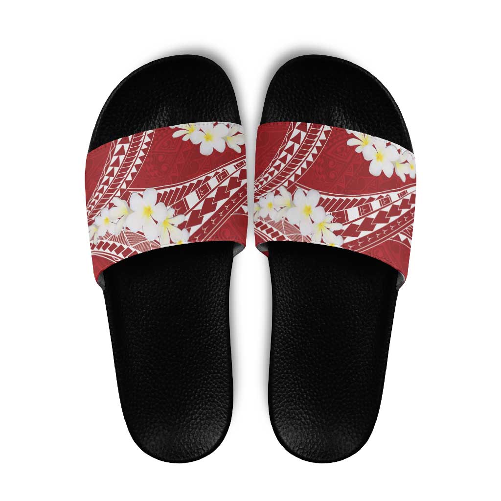 Polynesian Vintage Floral Slide Sandals Scarlet Motifs - Polynesian Pride