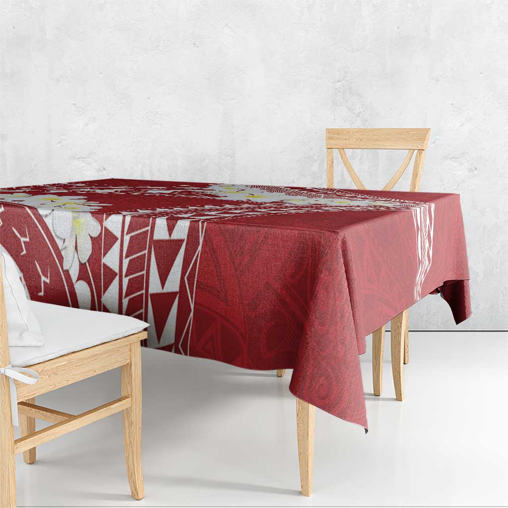 Polynesian Vintage Floral Tablecloth Scarlet Motifs LT7 - Polynesian Pride