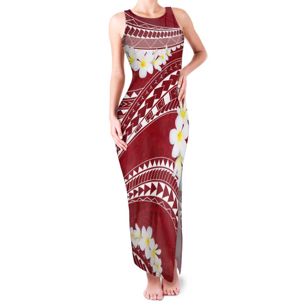 Polynesian Vintage Floral Tank Maxi Dress Scarlet Motifs - Polynesian Pride